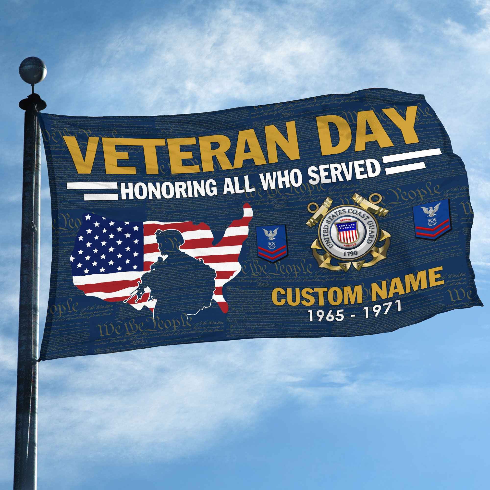 Premium Custom USCG Grommet Flag, Gifts For Coast Guard Veteran, Gifts For Dad, For Husband, Best Gifts On Father's Day, Armed Forces Day, Independence Day, Veterans Day.
