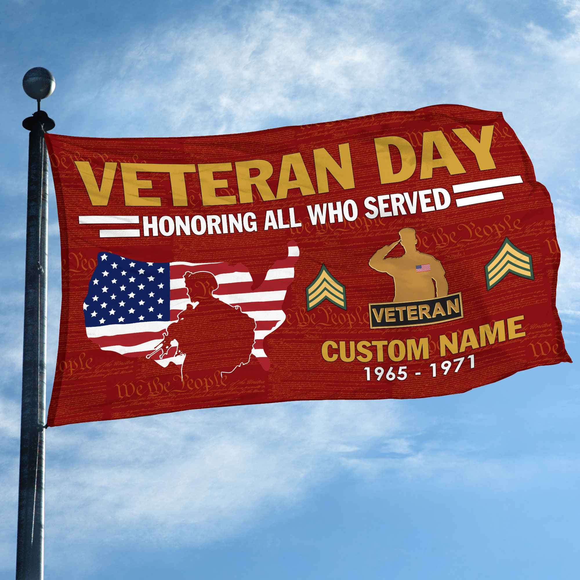 Premium Custom US Veteran Grommet Flag, Gifts For US Veteran, Gifts For Dad, For Husband, Best Gifts On Father's Day, Armed Forces Day, Independence Day, Veterans Day.