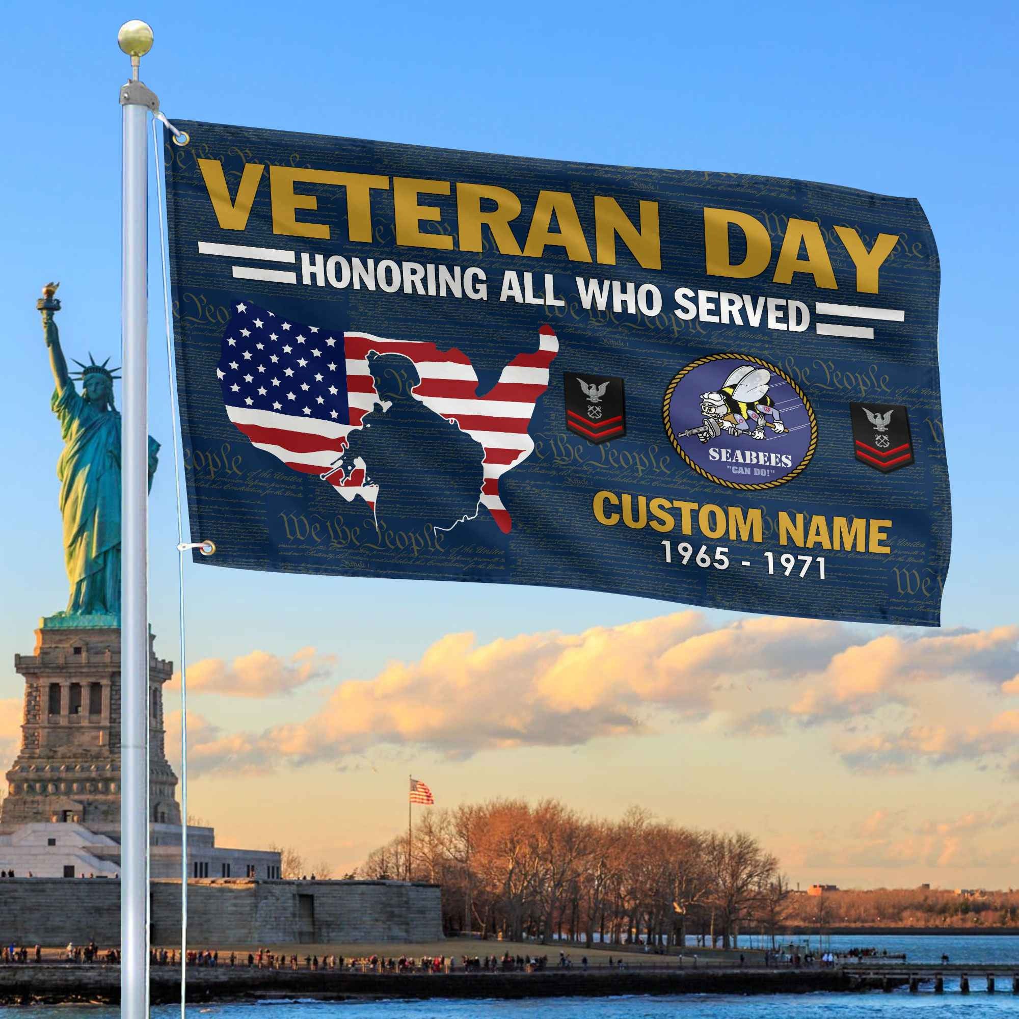 Premium Custom US Seabees Grommet Flag, Gifts For Seabees Veteran, Gifts For Dad, For Husband, Best Gifts On Father's Day, Armed Forces Day, Independence Day, Veterans Day.