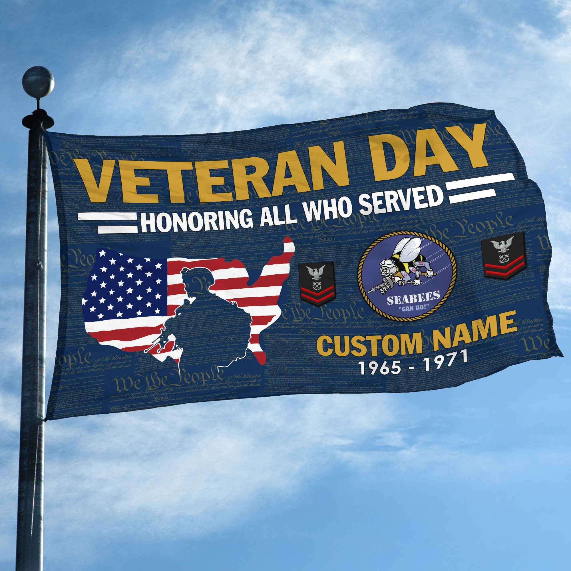 Premium Custom US Seabees Grommet Flag, Gifts For Seabees Veteran, Gifts For Dad, For Husband, Best Gifts On Father's Day, Armed Forces Day, Independence Day, Veterans Day.