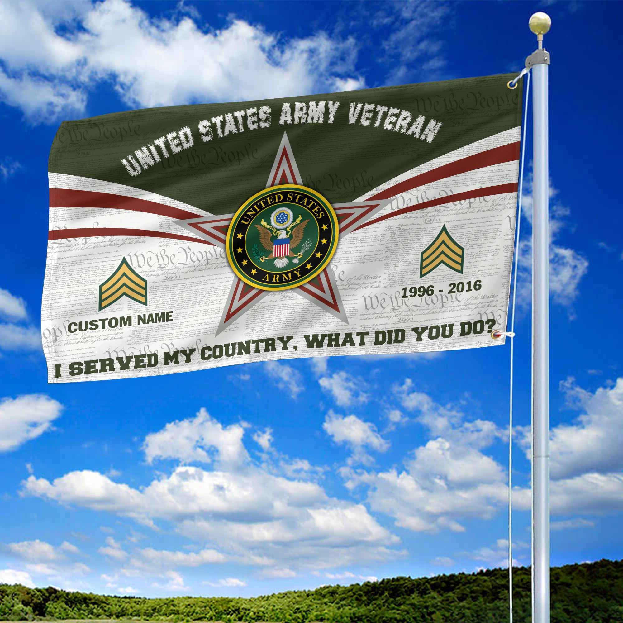 Premium Custom US Army Grommet Flag, Gifts For Army Veteran, Best Gifts On Father's Day, Armed Forces Day, Independence Day, Veterans Day.
