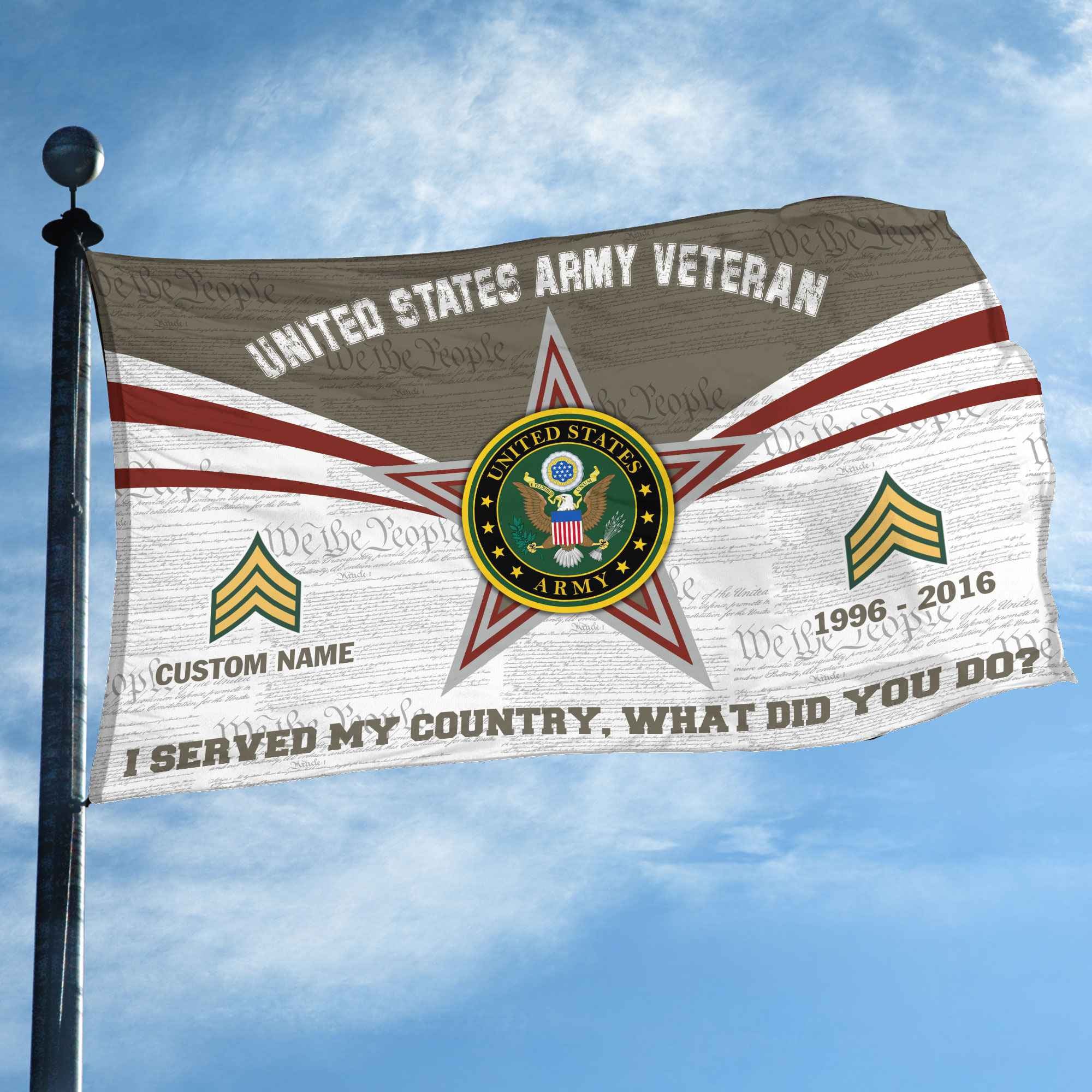 Premium Custom US Army Grommet Flag, Gifts For Army Veteran, Best Gifts On Father's Day, Armed Forces Day, Independence Day, Veterans Day.