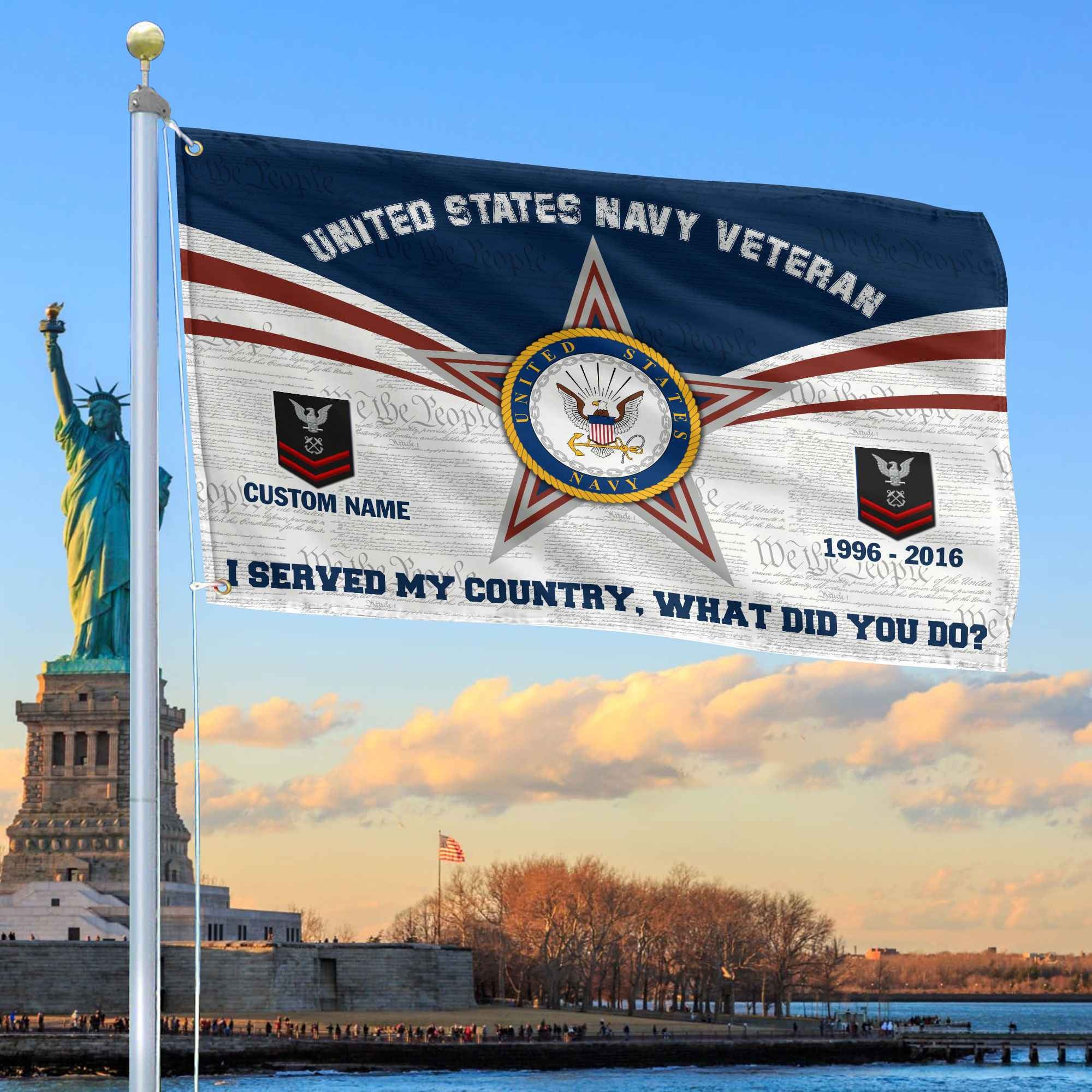 Premium Custom US Navy Grommet Flag, Gifts For Navy Veteran, Best Gifts On Father's Day, Armed Forces Day, Independence Day, Veterans Day.