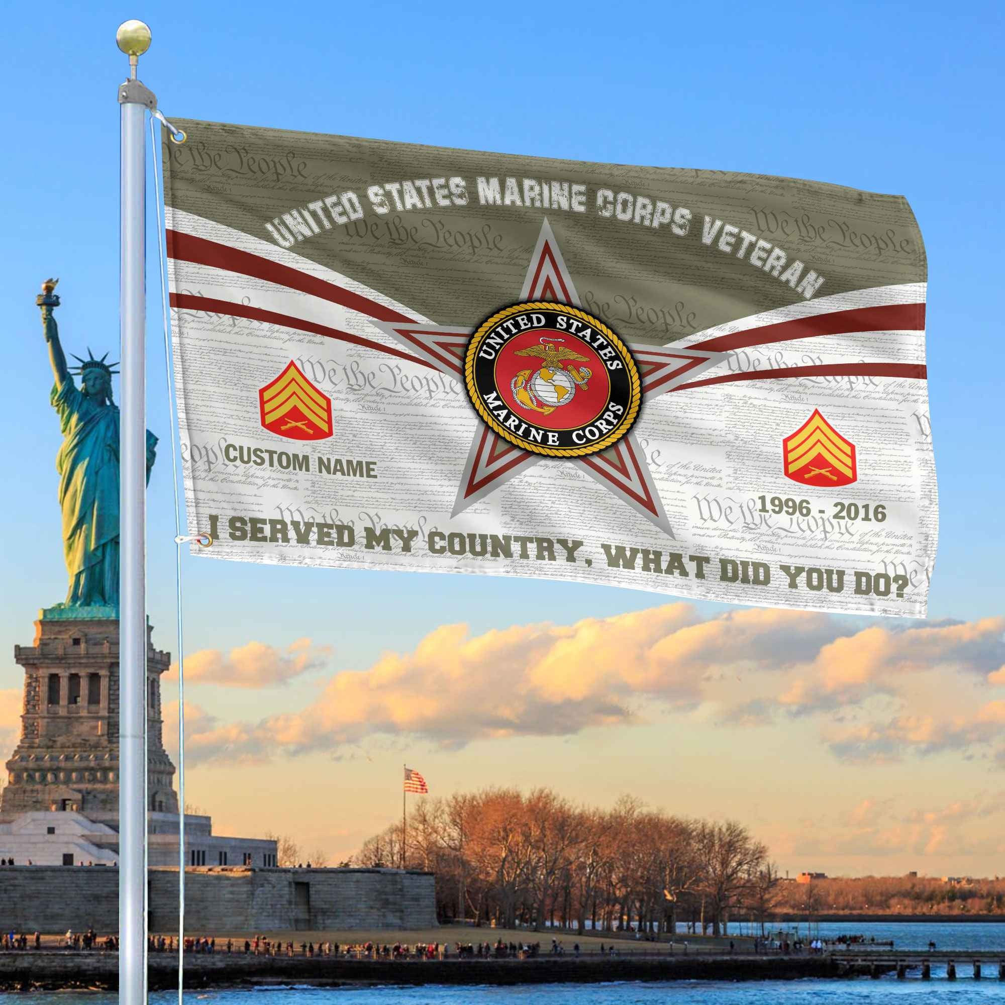 Premium Custom USMC Grommet Flag, Gifts For Marine Veteran, Best Gifts On Father's Day, Armed Forces Day, Independence Day, Veterans Day.