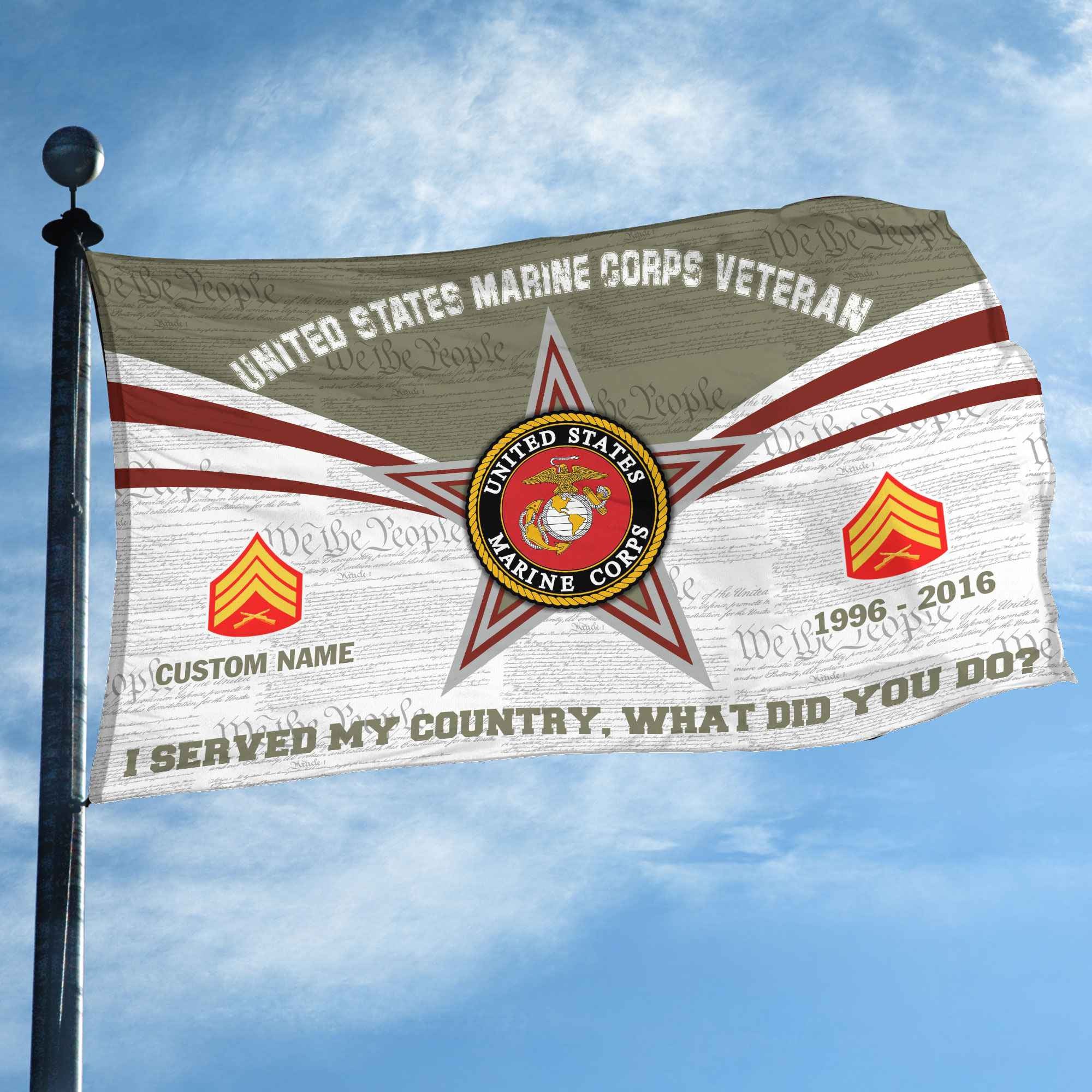 Premium Custom USMC Grommet Flag, Gifts For Marine Veteran, Best Gifts On Father's Day, Armed Forces Day, Independence Day, Veterans Day.