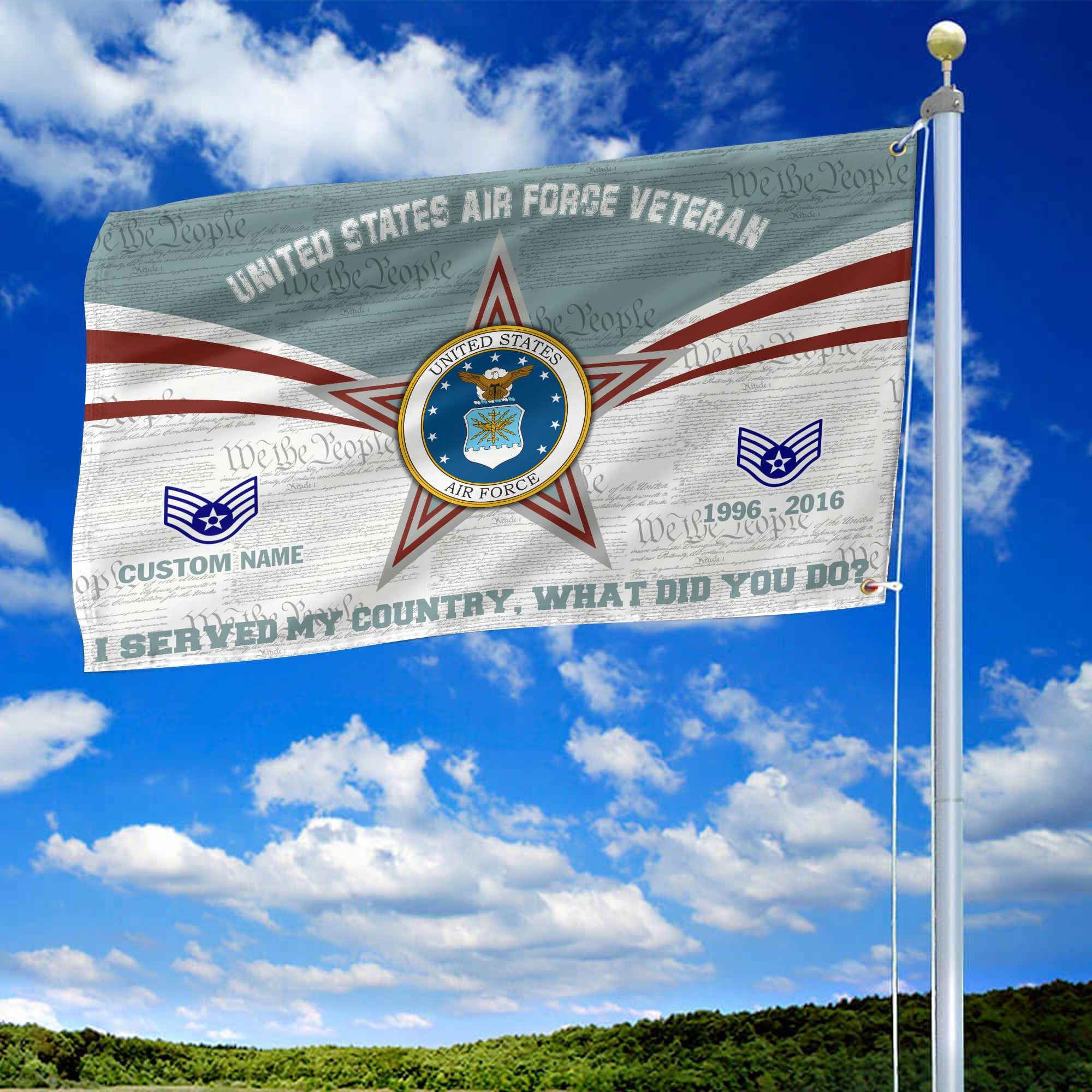 Premium Custom USAF Grommet Flag, Gifts For Air Force Veteran, Best Gifts On Father's Day, Armed Forces Day, Independence Day, Veterans Day.