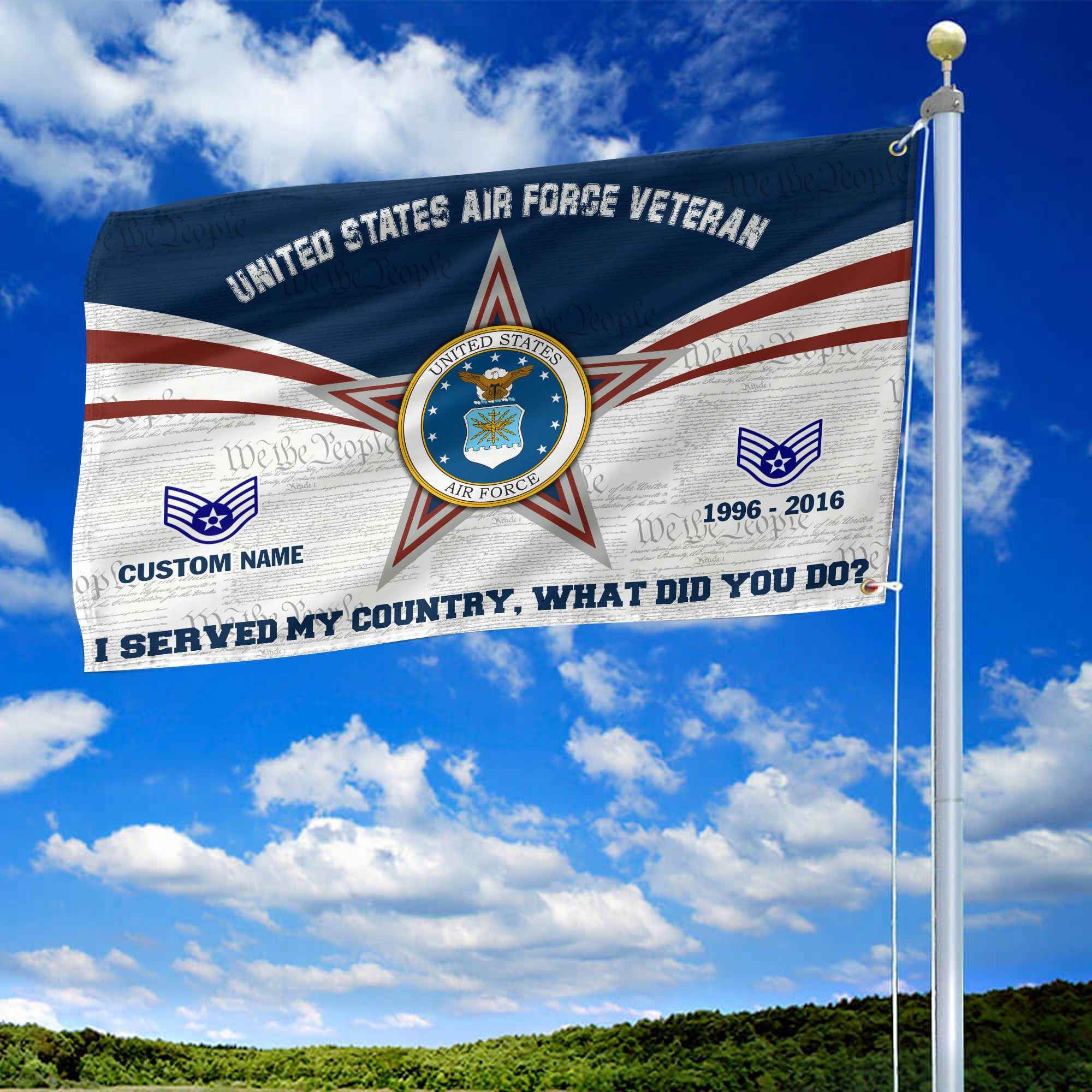 Premium Custom USAF Grommet Flag, Gifts For Air Force Veteran, Best Gifts On Father's Day, Armed Forces Day, Independence Day, Veterans Day.