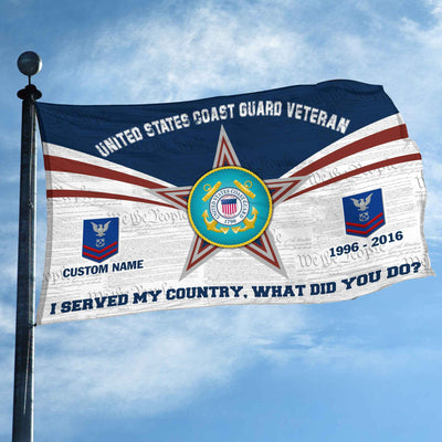 Premium Custom USCG Grommet Flag, Gifts For Coast Guard Veteran, Best Gifts On Father's Day, Armed Forces Day, Independence Day, Veterans Day.