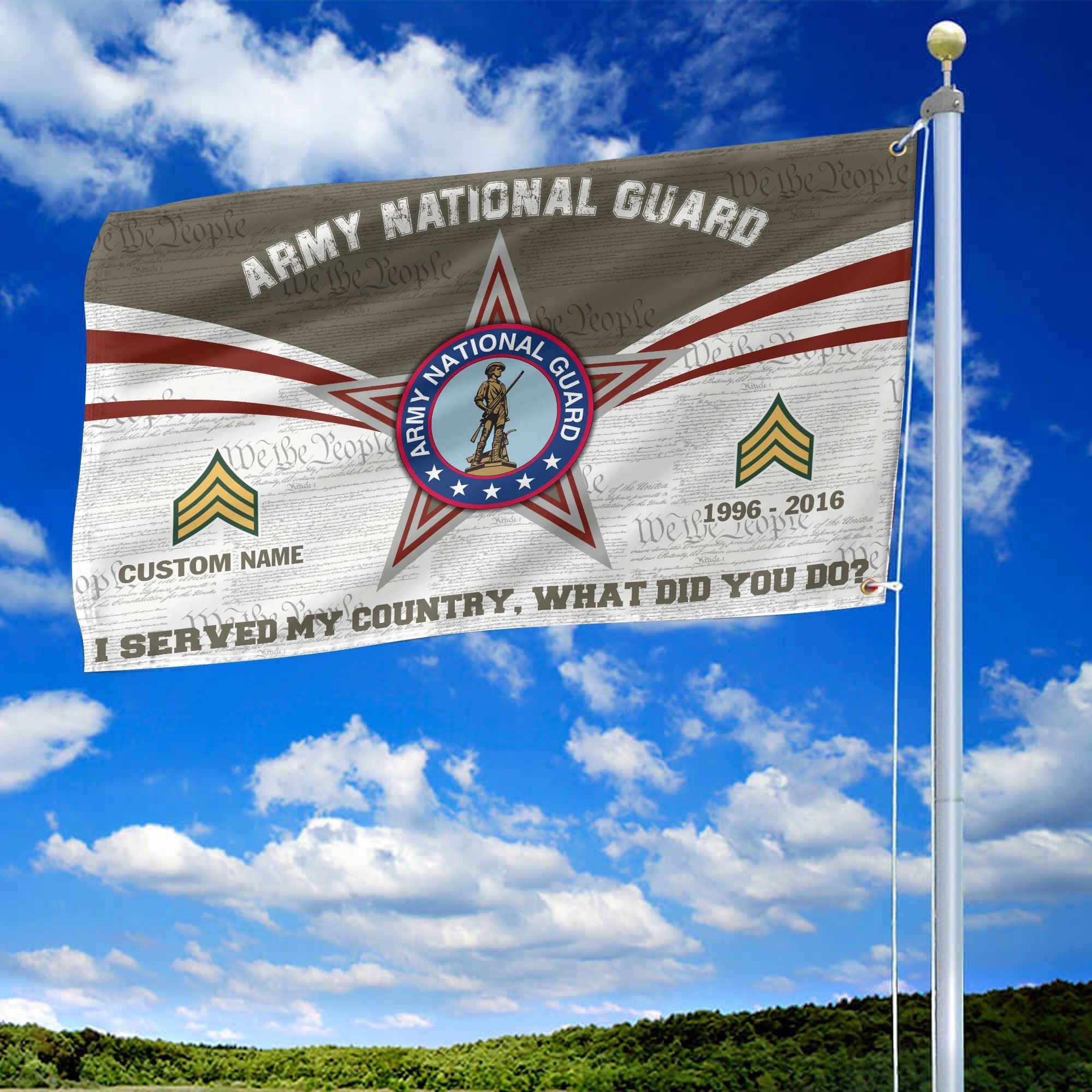 Premium Custom US Army National Guard Grommet Flag, Gifts For Army National Guard Veteran, Best Gifts On Father's Day, Armed Forces Day, Independence Day, Veterans Day.