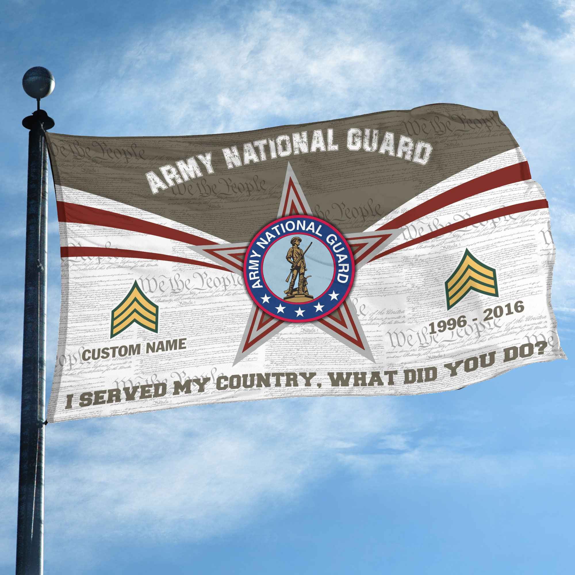 Premium Custom US Army National Guard Grommet Flag, Gifts For Army National Guard Veteran, Best Gifts On Father's Day, Armed Forces Day, Independence Day, Veterans Day.