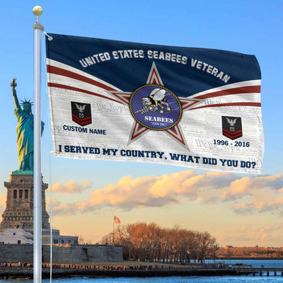 Premium Custom US Seabees Grommet Flag, Gifts For Seabees Veteran, Best Gifts On Father's Day, Armed Forces Day, Independence Day, Veterans Day.