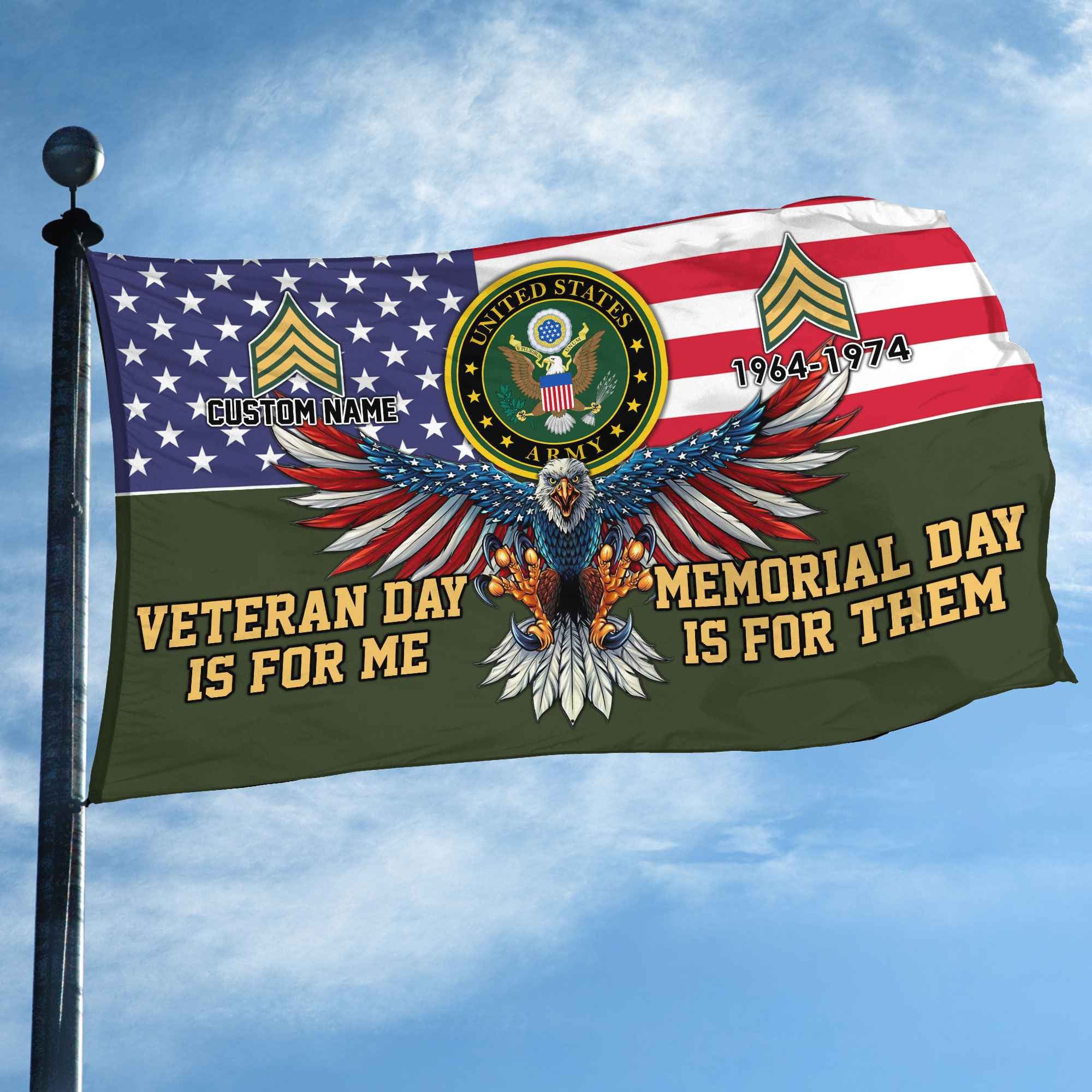 US Army Custom Grommet Flag, Gifts For Army Veteran, Best Gifts On Father's Day, Armed Forces Day, Independence Day, Veterans Day.