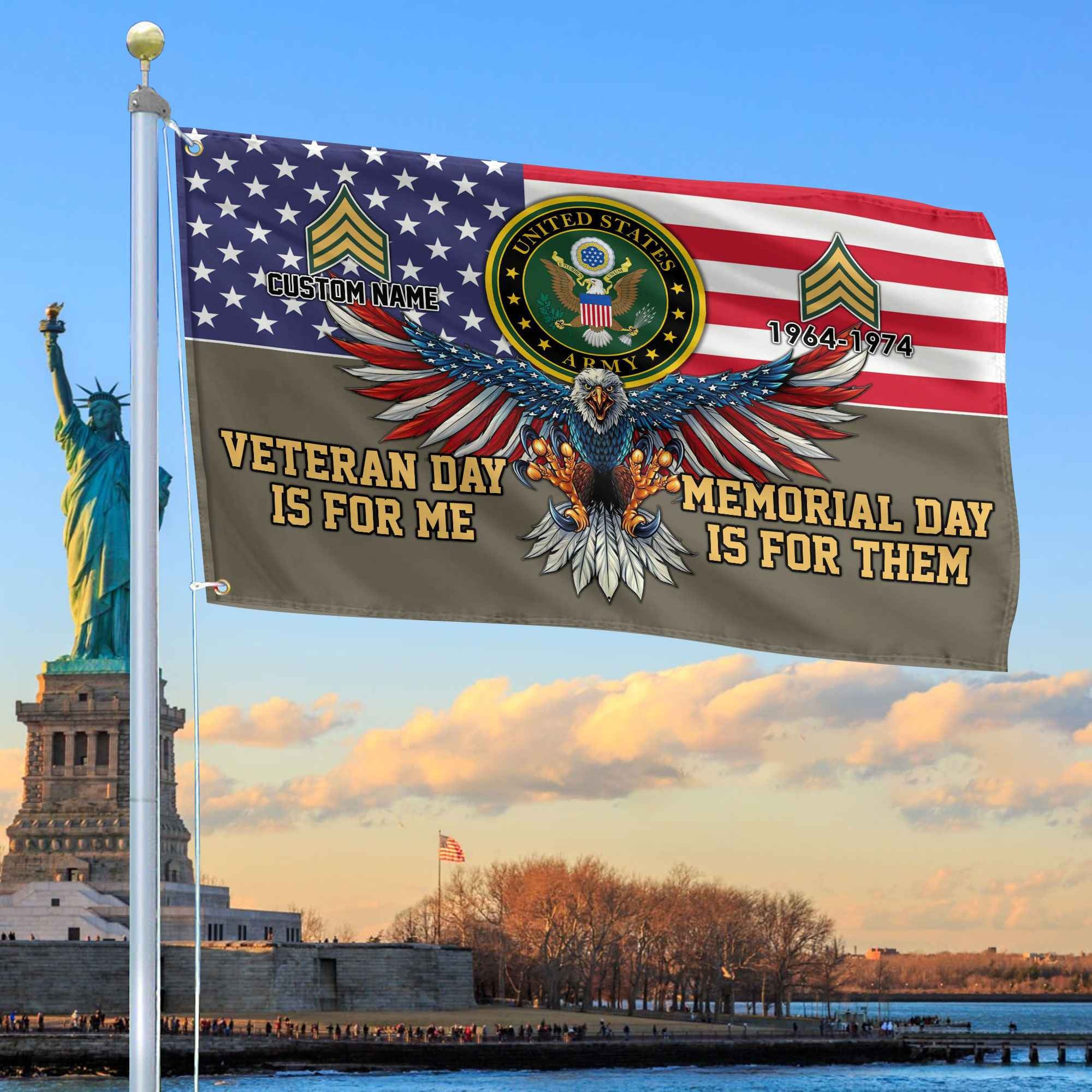 US Army Custom Grommet Flag, Gifts For Army Veteran, Best Gifts On Father's Day, Armed Forces Day, Independence Day, Veterans Day.