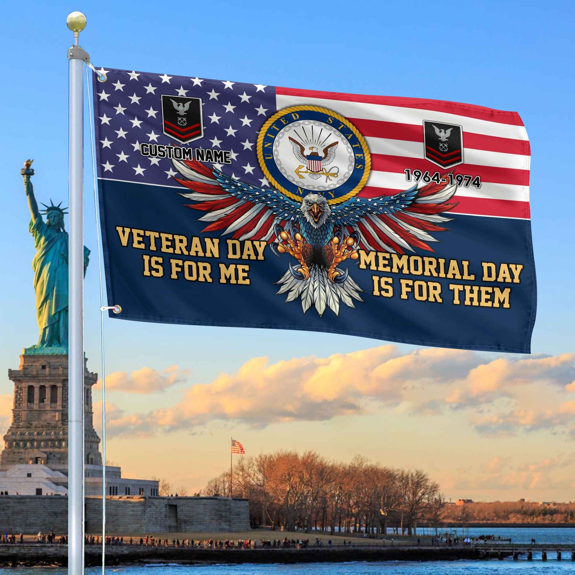 US Navy Custom Grommet Flag, Gifts For Navy Veteran, Best Gifts On Father's Day, Armed Forces Day, Independence Day, Veterans Day.