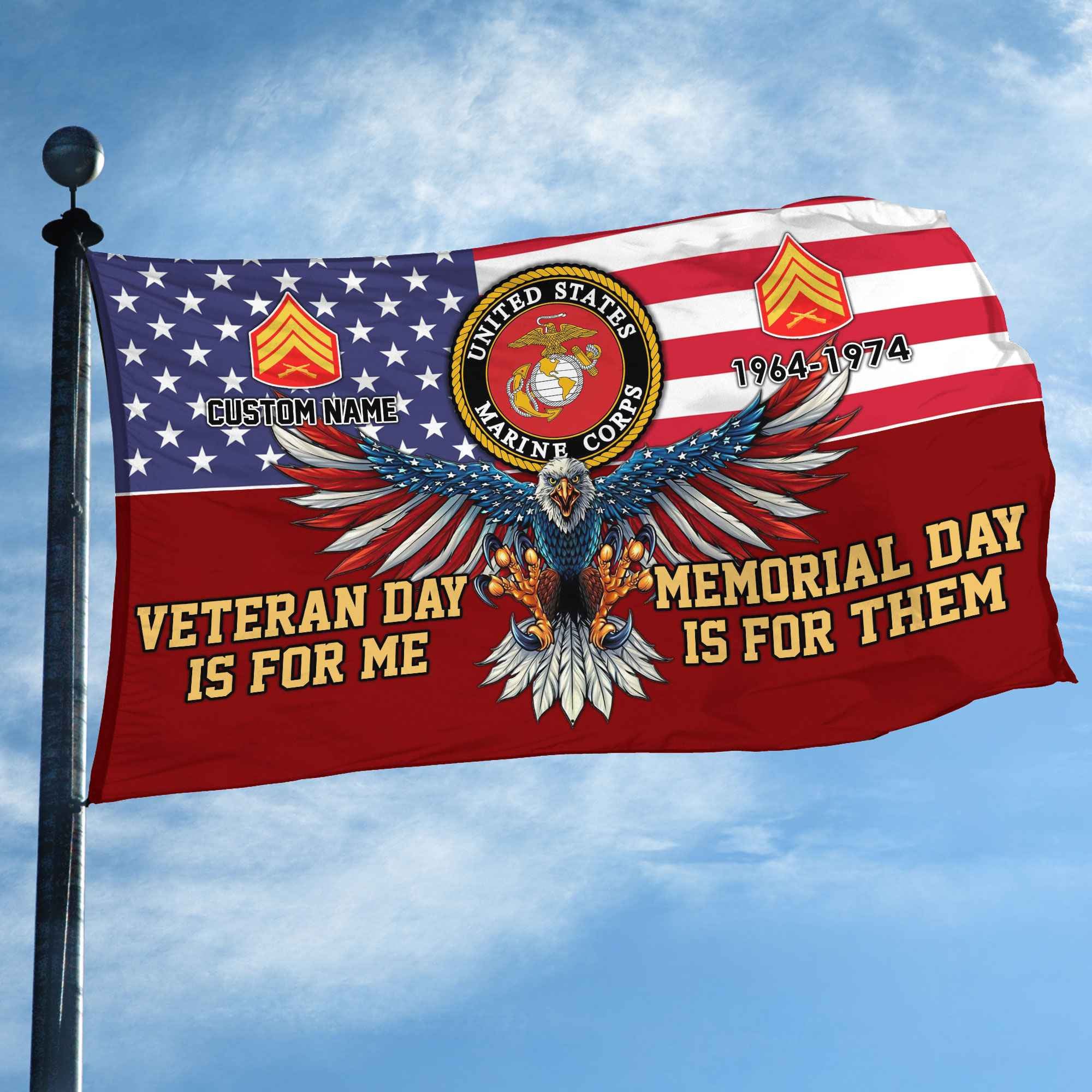 USMC Custom Grommet Flag, Gifts For Marine Veteran, Best Gifts On Father's Day, Armed Forces Day, Independence Day, Veterans Day.