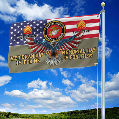 USMC Custom Grommet Flag, Gifts For Marine Veteran, Best Gifts On Father's Day, Armed Forces Day, Independence Day, Veterans Day.