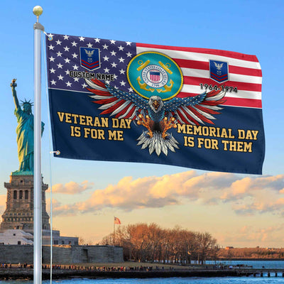 USCG Custom Grommet Flag, Gifts For Coast Guard Veteran, Best Gifts On Father's Day, Armed Forces Day, Independence Day, Veterans Day.