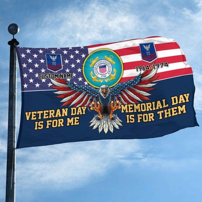 USCG Custom Grommet Flag, Gifts For Coast Guard Veteran, Best Gifts On Father's Day, Armed Forces Day, Independence Day, Veterans Day.