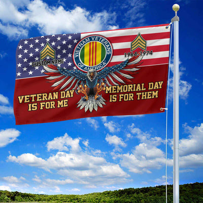 Vietnam Veteran Custom Grommet Flag, Gifts For Vietnam Veteran, Best Gifts On Father's Day, Armed Forces Day, Independence Day, Veterans Day.