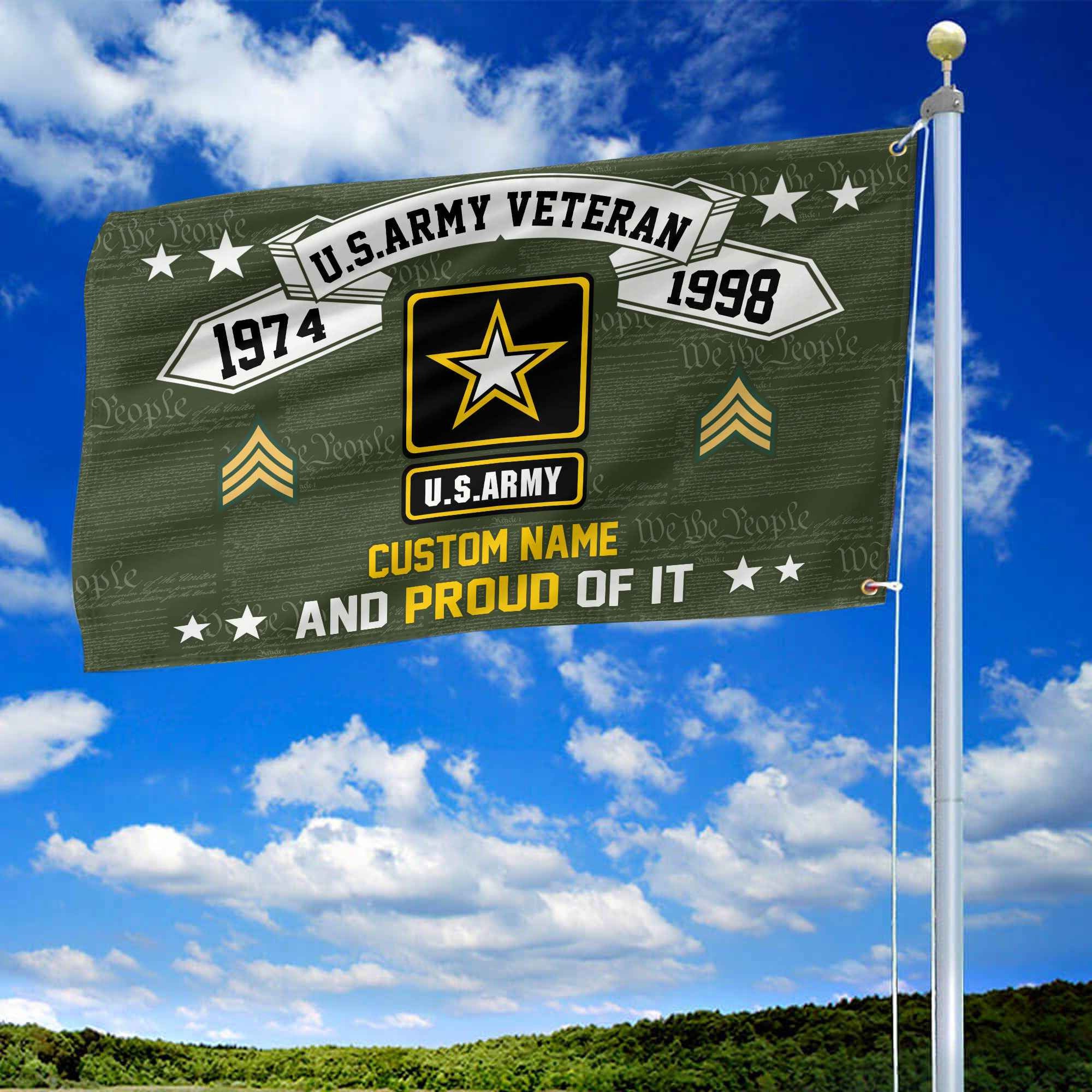 Unique Custom Name, Rank, Year US Army Grommet Flag, Gifts For Army Veteran, Gifts For Dad, For Husband, Best Gifts On Father's Day, Independence Day, Veterans Day.