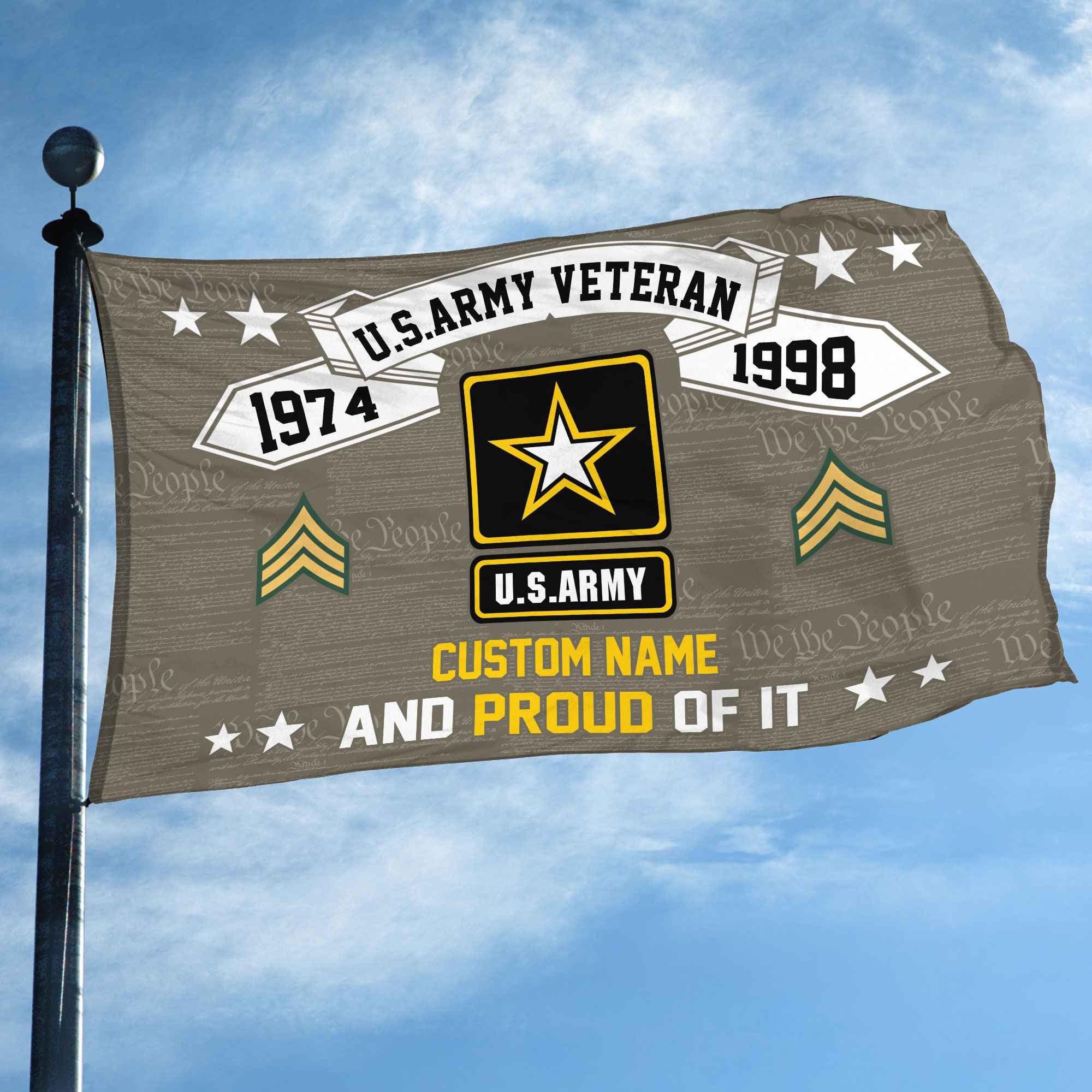 Unique Custom Name, Rank, Year US Army Grommet Flag, Gifts For Army Veteran, Gifts For Dad, For Husband, Best Gifts On Father's Day, Independence Day, Veterans Day.