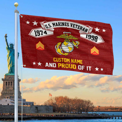 Unique Custom Name, Rank, Year USMC Grommet Flag, Gifts For Marine Veteran, Gifts For Dad, For Husband, Best Gifts On Father's Day, Independence Day, Veterans Day.