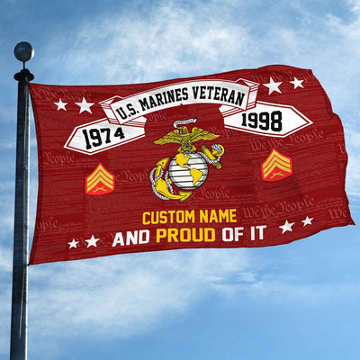 Unique Custom Name, Rank, Year USMC Grommet Flag, Gifts For Marine Veteran, Gifts For Dad, For Husband, Best Gifts On Father's Day, Independence Day, Veterans Day.