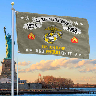 Unique Custom Name, Rank, Year USMC Grommet Flag, Gifts For Marine Veteran, Gifts For Dad, For Husband, Best Gifts On Father's Day, Independence Day, Veterans Day.