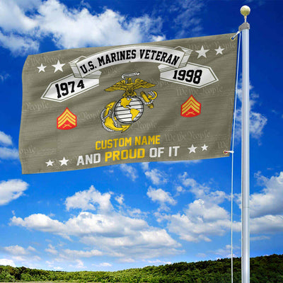 Unique Custom Name, Rank, Year USMC Grommet Flag, Gifts For Marine Veteran, Gifts For Dad, For Husband, Best Gifts On Father's Day, Independence Day, Veterans Day.