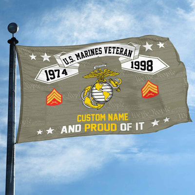 Unique Custom Name, Rank, Year USMC Grommet Flag, Gifts For Marine Veteran, Gifts For Dad, For Husband, Best Gifts On Father's Day, Independence Day, Veterans Day.
