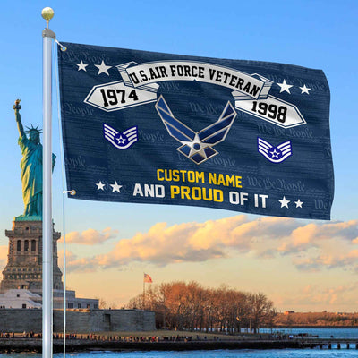Unique Custom Name, Rank, Year USAF Grommet Flag, Gifts For Airforce Veteran, Gifts For Dad, For Husband, Best Gifts On Father's Day, Independence Day, Veterans Day.