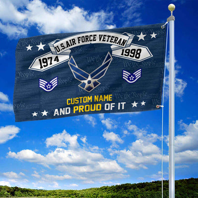 Unique Custom Name, Rank, Year USAF Grommet Flag, Gifts For Airforce Veteran, Gifts For Dad, For Husband, Best Gifts On Father's Day, Independence Day, Veterans Day.