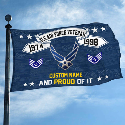 Unique Custom Name, Rank, Year USAF Grommet Flag, Gifts For Airforce Veteran, Gifts For Dad, For Husband, Best Gifts On Father's Day, Independence Day, Veterans Day.