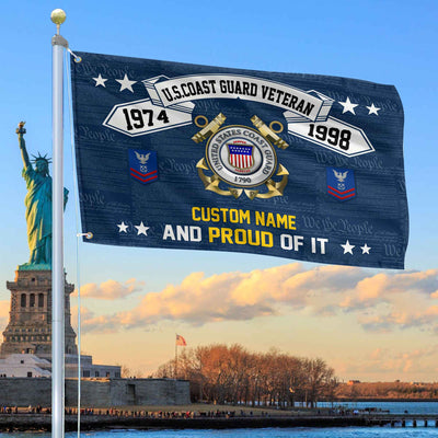 Unique Custom Name, Rank, Year USCG Grommet Flag, Gifts For Coast Guard Veteran, Gifts For Dad, For Husband, Best Gifts On Father's Day, Independence Day, Veterans Day.