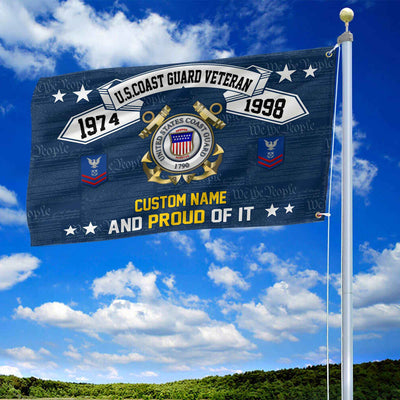 Unique Custom Name, Rank, Year USCG Grommet Flag, Gifts For Coast Guard Veteran, Gifts For Dad, For Husband, Best Gifts On Father's Day, Independence Day, Veterans Day.
