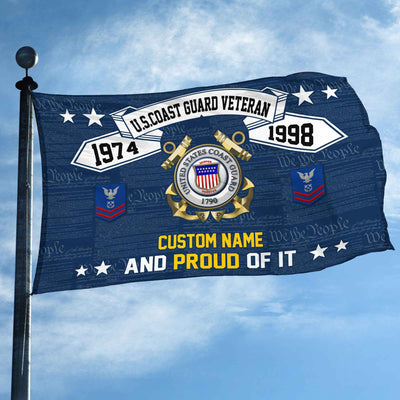 Unique Custom Name, Rank, Year USCG Grommet Flag, Gifts For Coast Guard Veteran, Gifts For Dad, For Husband, Best Gifts On Father's Day, Independence Day, Veterans Day.