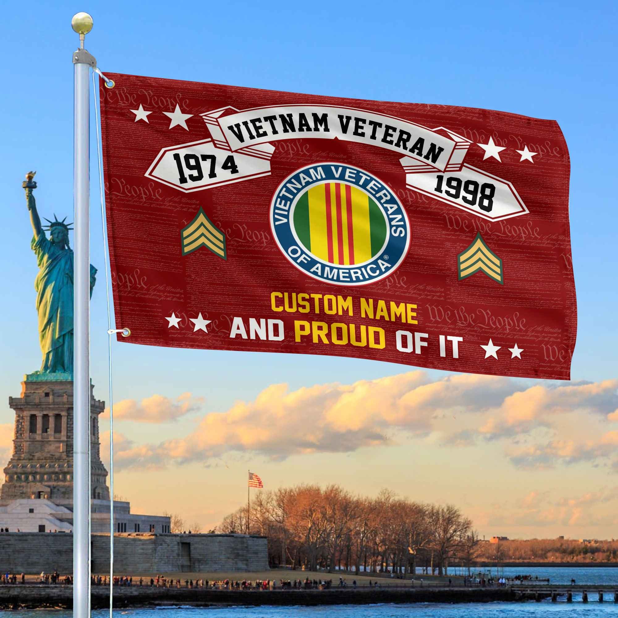 Unique Custom Name, Rank, Year Vietnam Veteran Grommet Flag, Gifts For Vietnam Veteran, Gifts For Dad, For Husband, Best Gifts On Father's Day, Independence Day, Veterans Day.