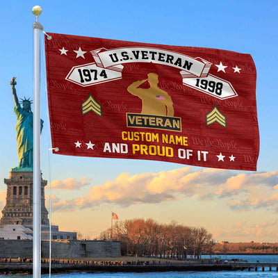 Unique Custom Name, Rank, Year US Veteran Grommet Flag, Gifts For US Veteran, Gifts For Dad, For Husband, Best Gifts On Father's Day, Independence Day, Veterans Day.