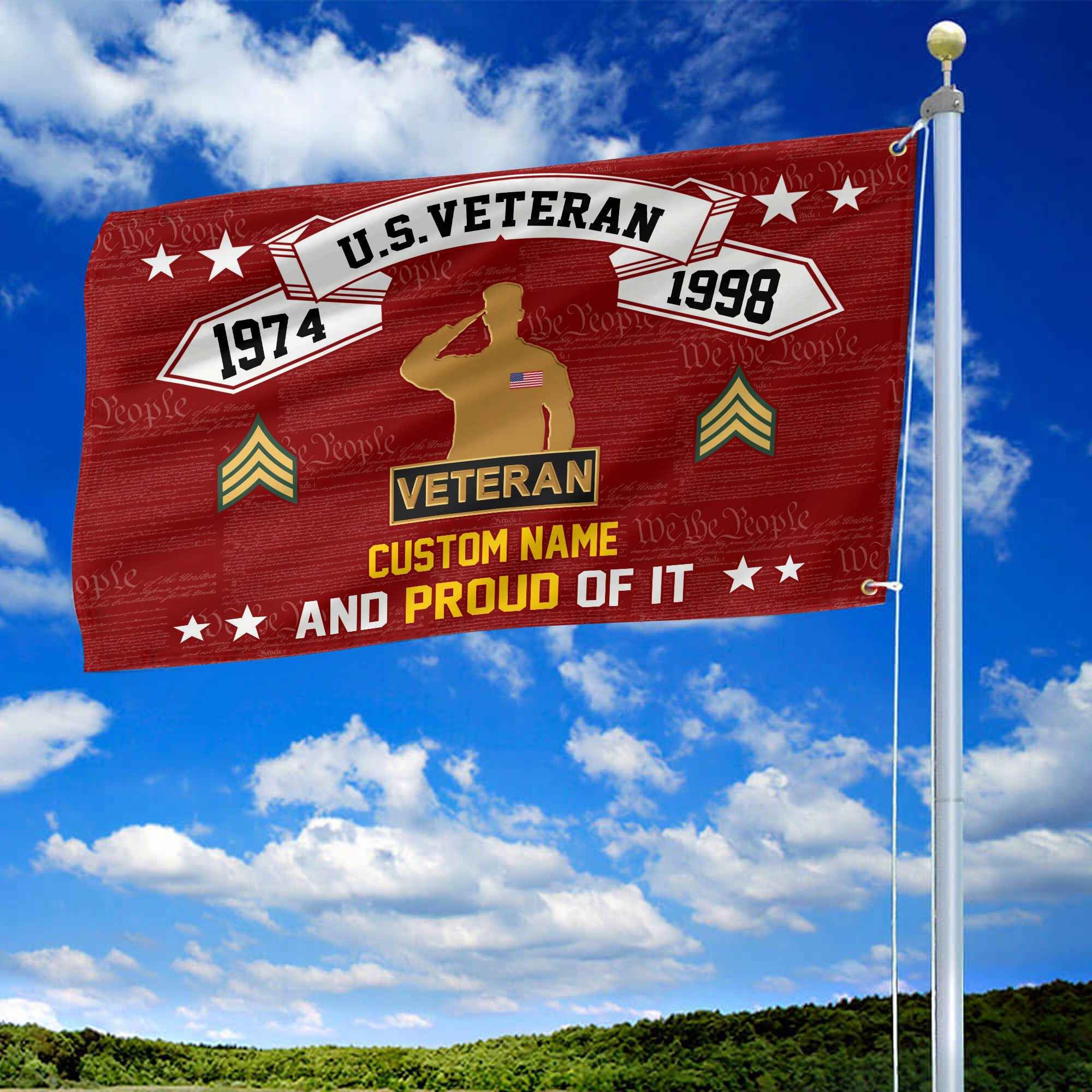 Unique Custom Name, Rank, Year US Veteran Grommet Flag, Gifts For US Veteran, Gifts For Dad, For Husband, Best Gifts On Father's Day, Independence Day, Veterans Day.