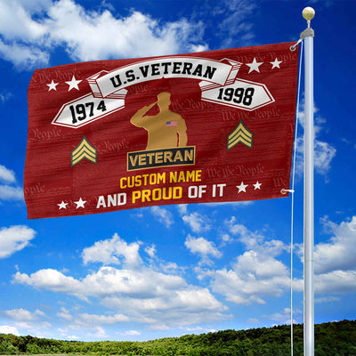 Unique Custom Name, Rank, Year US Veteran Grommet Flag, Gifts For US Veteran, Gifts For Dad, For Husband, Best Gifts On Father's Day, Independence Day, Veterans Day.