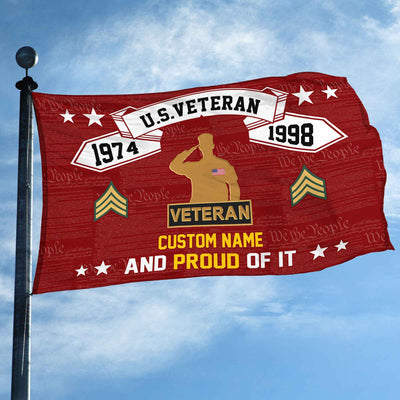 Unique Custom Name, Rank, Year US Veteran Grommet Flag, Gifts For US Veteran, Gifts For Dad, For Husband, Best Gifts On Father's Day, Independence Day, Veterans Day.