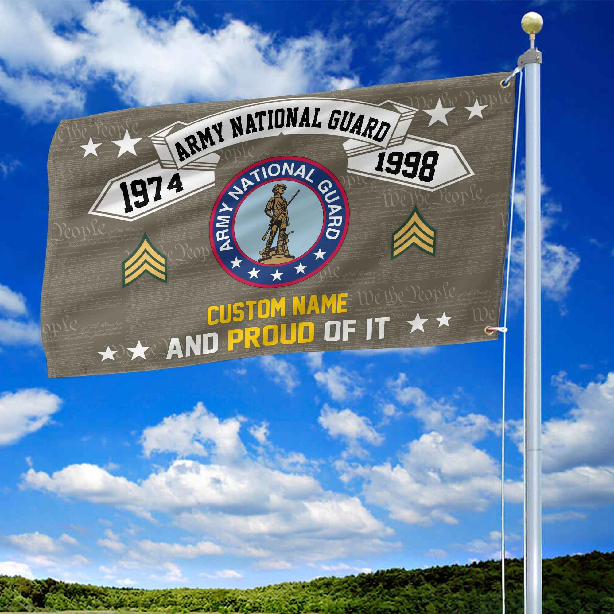 Unique Custom Name, Rank, Year US Army National Guard Grommet Flag, Gifts For Army National Guard Veteran, Gifts For Dad, For Husband, Best Gifts On Father's Day, Independence Day, Veterans Day.