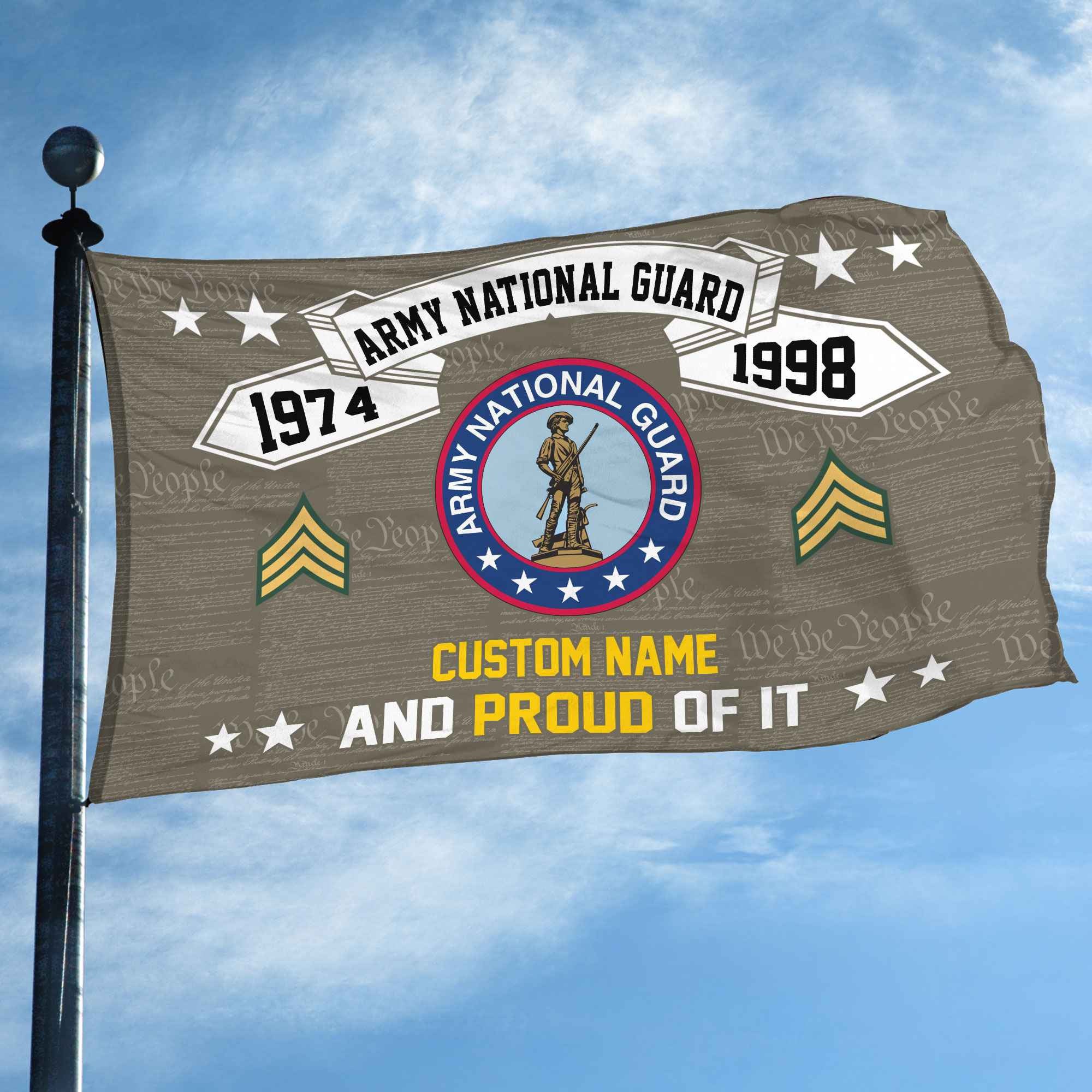Unique Custom Name, Rank, Year US Army National Guard Grommet Flag, Gifts For Army National Guard Veteran, Gifts For Dad, For Husband, Best Gifts On Father's Day, Independence Day, Veterans Day.
