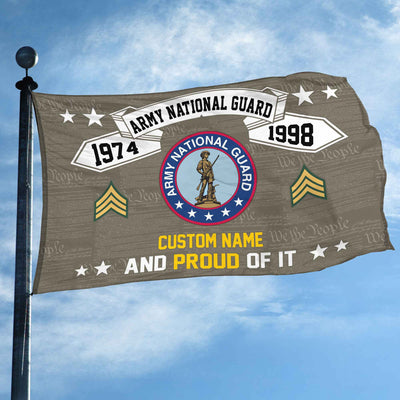 Unique Custom Name, Rank, Year US Army National Guard Grommet Flag, Gifts For Army National Guard Veteran, Gifts For Dad, For Husband, Best Gifts On Father's Day, Independence Day, Veterans Day.