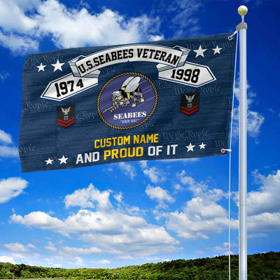 Unique Custom Name, Rank, Year US Seabees Grommet Flag, Gifts For Seabees Veteran, Gifts For Dad, For Husband, Best Gifts On Father's Day, Independence Day, Veterans Day.