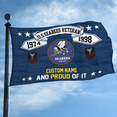 Unique Custom Name, Rank, Year US Seabees Grommet Flag, Gifts For Seabees Veteran, Gifts For Dad, For Husband, Best Gifts On Father's Day, Independence Day, Veterans Day.