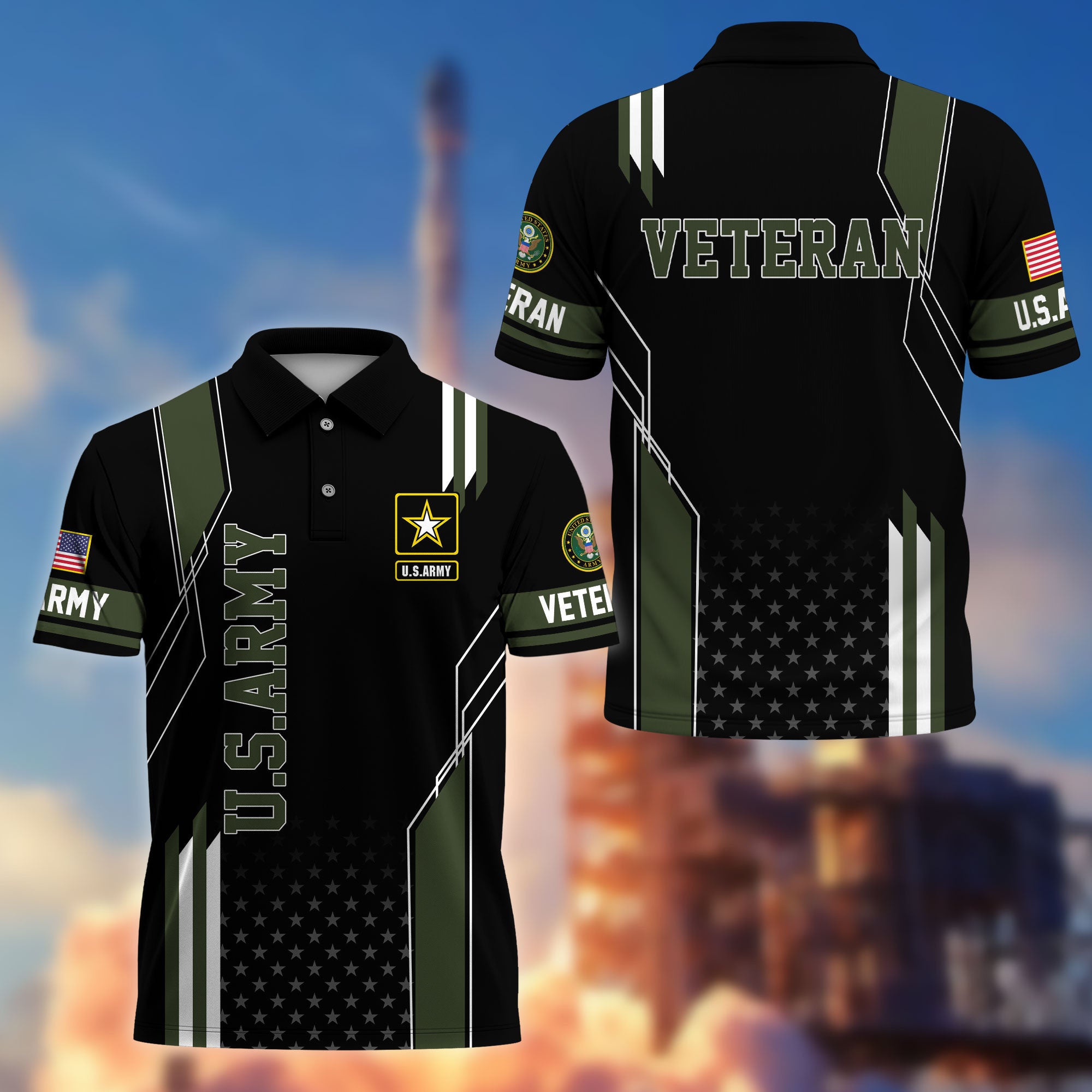 Premium US Veterans Polo Shirt, Gifts For US Veterans, Best Gifts On Father's Day, Armed Forces Day, Independence Day, Veterans Day.