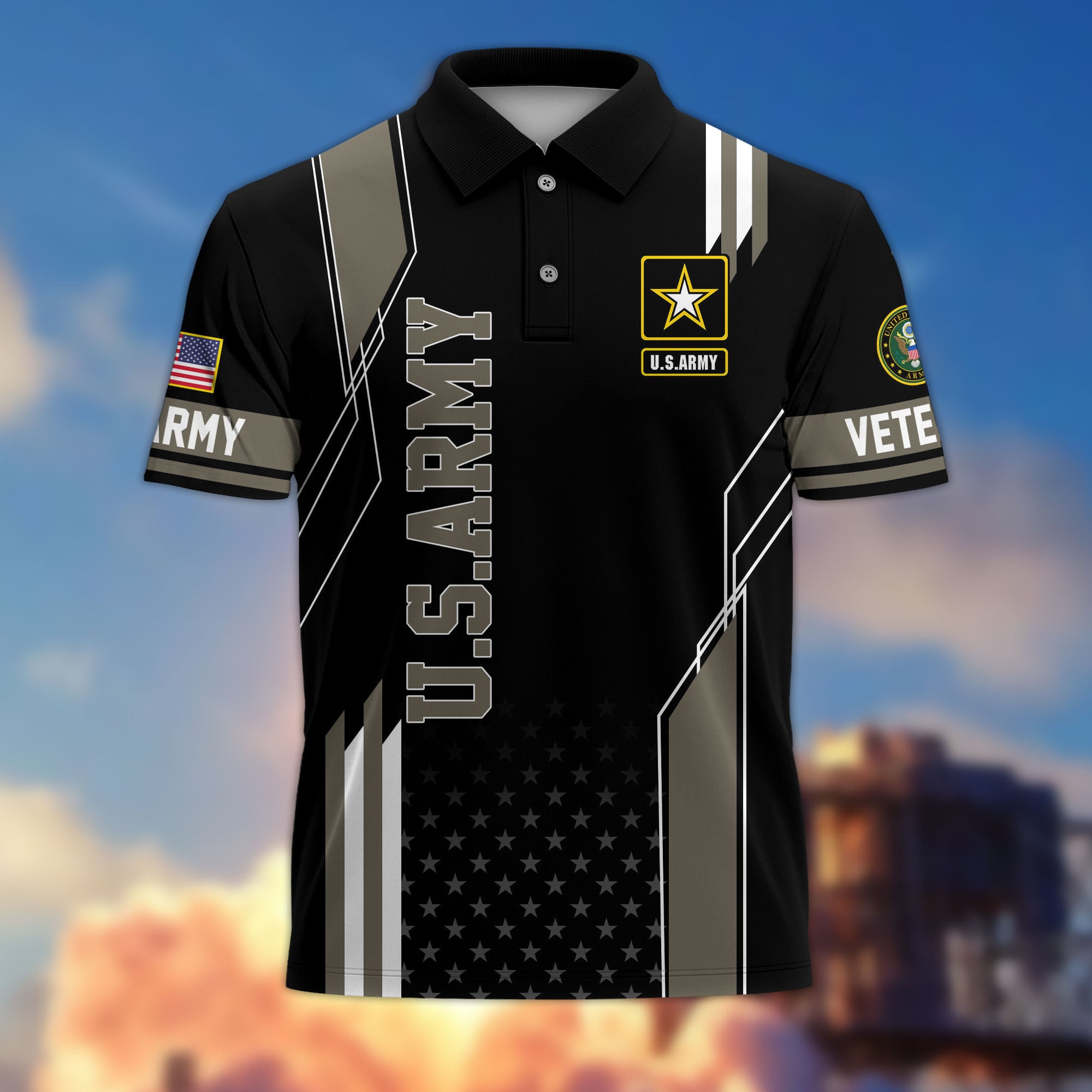 Premium US Veterans Polo Shirt, Gifts For US Veterans, Best Gifts On Father's Day, Armed Forces Day, Independence Day, Veterans Day.
