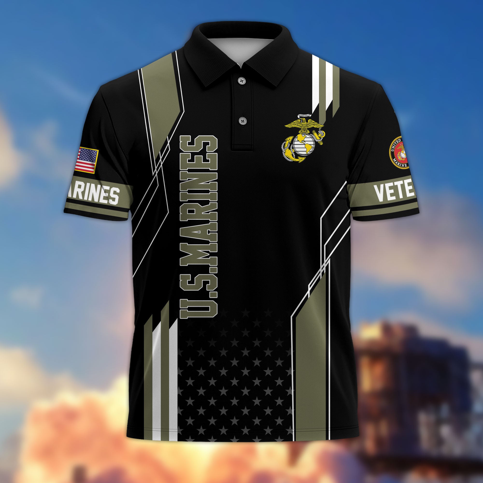 Premium US Veterans Polo Shirt, Gifts For US Veterans, Best Gifts On Father's Day, Armed Forces Day, Independence Day, Veterans Day.