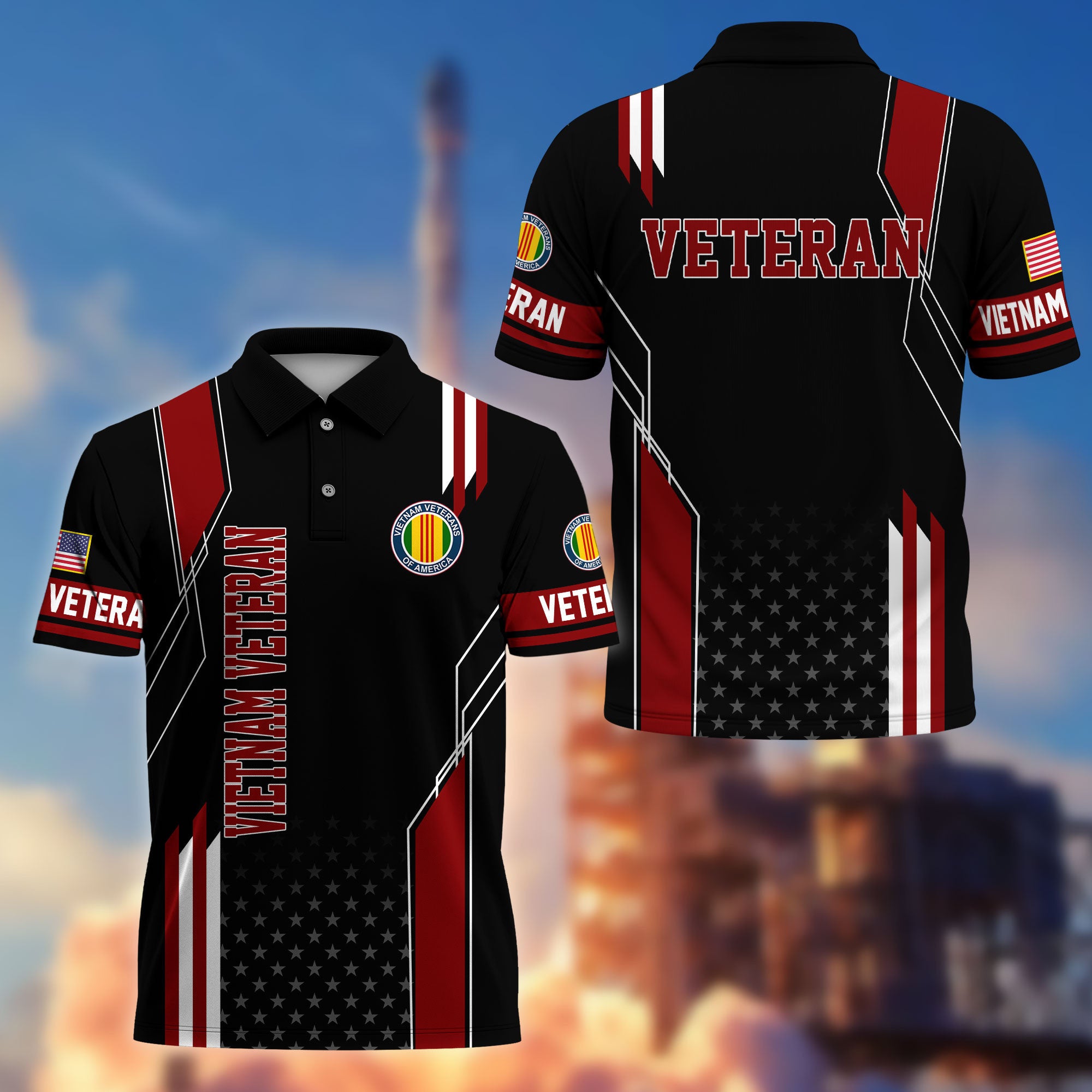 Premium US Veterans Polo Shirt, Gifts For US Veterans, Best Gifts On Father's Day, Armed Forces Day, Independence Day, Veterans Day.